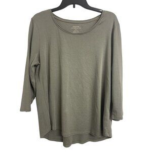 Chicos 3 The Ultimate Tee 100% Cotton Casual Green Coastal Grandma